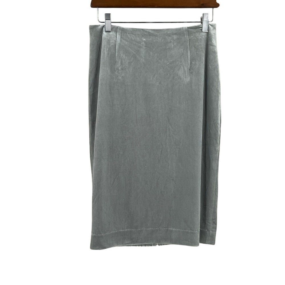 WHBM Velvet Pencil Skirt Womens 2 Mercury‎ Gray Luxe Office Cocktail Minimalist